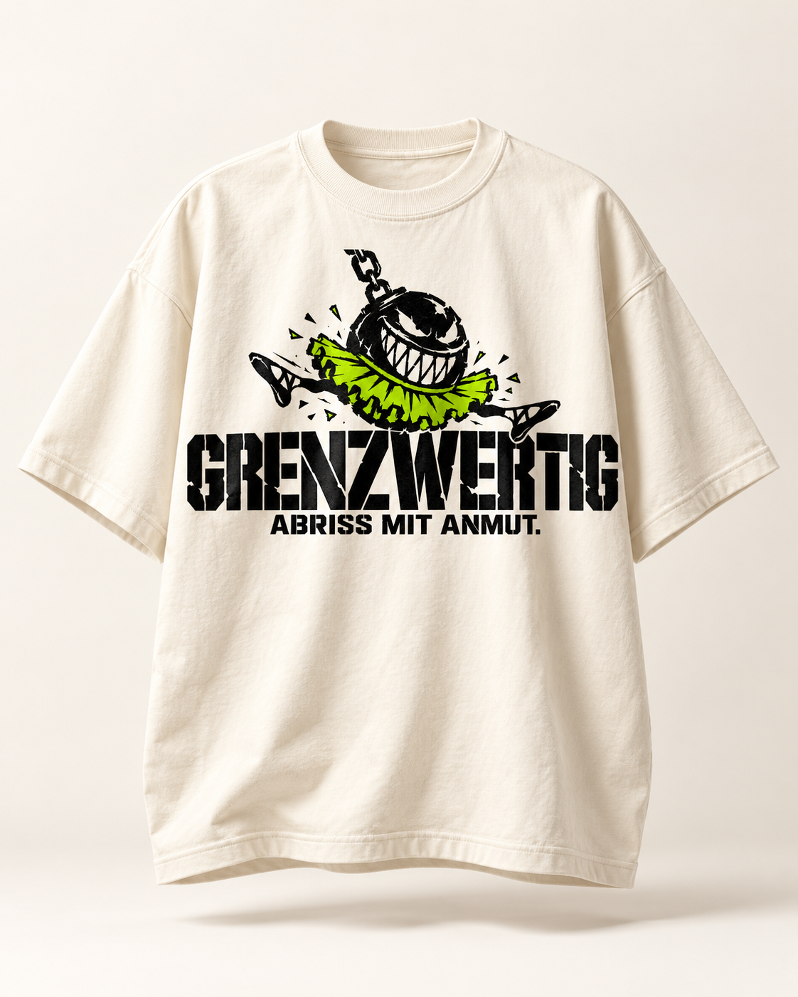 Cremefarbenes Shirt: Abriss mit Anmut, Abrissbirne im Tutu